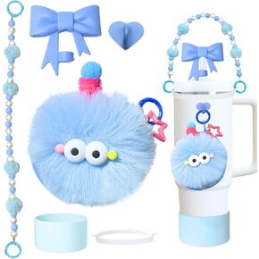 Stanley Cup Accessories Set, Stanley Accessories 30&40 oz,Bow Straw Cover for Stanley, Water Bottle Handle Strap, Boot for Stanley Cup, Beautify Your Cup, Unique Gifts for Women (Blue)