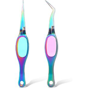 2Pcs Reverse Tweezers for Crafting, Crossing Lock Scrapbook Tweezers, Stainless Steel Precision Long Sticker, Tweezers for Crafts, Nail Art, Jewelry DIY