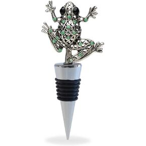 Cheers Frog Metal Wine Stopper - Elegant Vacuum Seal Reusable Toad Animal Wild Life Wine Bottle Stopper, Airtight Leak Proof Bottle Topper Cork Plug, Cute Home Decor & Bar Tool Accessory Unique Gift