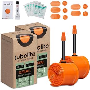 Tubolito CX/Gravel 700C x 32-50mm 2 Pack, 42mm Presta Valve | Light, Strong & Compact | Rim & Disc Brake Compatibility (700 x 32-50mm, 42mm Presta Black Valve)