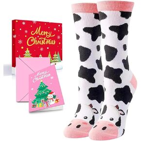HAPPYPOP Funny Cow Print Gifts Chicken Cat Gifts for Women, Novelty Cow Goat Bee Fox Llama Socks For Girls