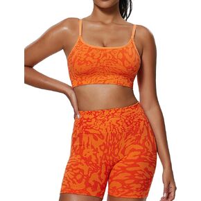 Aoxjox Women's High Waist Seamless Hidden Scrunch Legging Knit Camouflage Workout Yoga Pants