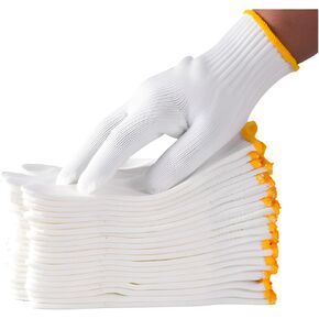 Unisex white cotton polyester knitted safety gloves,suitable for gardening,warehouse,cooking work-12pairs