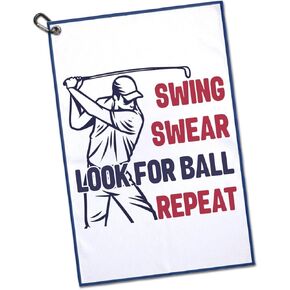 Swing Swear Look for Ball Printed Microfiber Golf Towel, Funny Golf Towel Gifts and Golf Accessories for Men Women Dad Mom Grandpa, Fathers Day Birthday Gift for Golf Lover Golfer