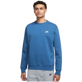 Nike Sportswear Men‘s Club Crew Fleece Sweatshirt (Dark Marina Blue/White, Small),Model: BV2662-407-S