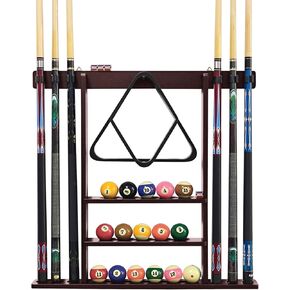 Pool Stick Holder Cue Stick Holder Wall Mount Billiard Cue Racks Holds Billiards Accessories for Billiard Room,Bar Room,Game Room（Mahogany）