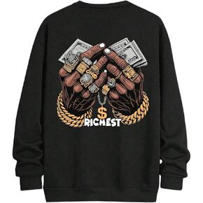 Men's Gesture Graphic Oversized Sweatshirts Long Sleeve Crewneck Loose Pullovers