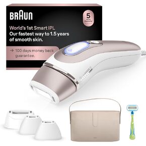Braun IPL Skin i·expert, at Home Laser Hair Removal, Holiday Gifts for Women and Men with Free App, Vanity Case, Venus Razor, 4 Smart Heads, PL7387