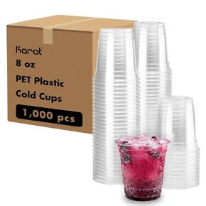 Karat [1000 ct] 8oz Plastic Cups, Clear Disposable Cold Cup for Iced Coffee, Soda, and Juice | 78mm (C-KC8)
