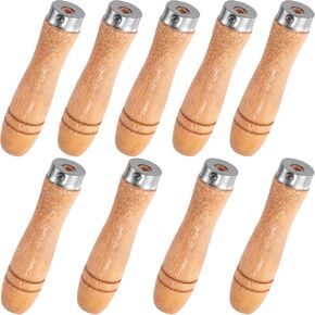 9Pcs Wooden File Handles with Metal Collars, Large Wooden Handle for 10"-12" Files Screwdriver Hand Drill File Handle