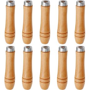 10PCS Specialty File Handles Wooden 4.33" Long Burr-Free Steel File Round Hole Diameter 6mm for File Cutting Tool Making