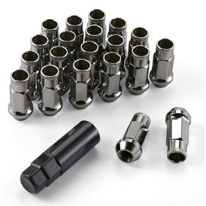 SINGARO 20PCS M12x1.5 Wheel Lug Nuts, Open End Wheel Nuts 40mm, Forged Locknut Racing Nuts, Aluminum Wheels Rims Lug Nuts (Gun-Black)