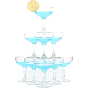 18 Count 5oz أكريليك من نظارات Martini لحفلات شمبانيا من الشمبانيا البلاستيك نظارات الكوبيه لمارتيني ، مارغريتا ، الكوكتيل ، الحلوى (قابلة لإعادة الاستخدام ، غسالة الصحون آمنة)