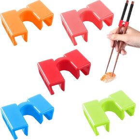 Patelai 5 Pairs Reusable Chopstick Helpers Practice Chinese Chop Stick Training Chopsticks for Many Age, Adult, Beginner, Trainers or Learner (Multi Color)