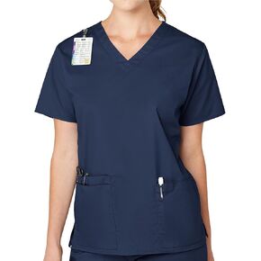 WonderWink Womens V-Neck Top Medical Scrubs Shirt, Navy, 2X US