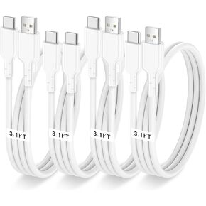 4 Pack Fast Charger Cable 60W 3.1FT(2 Pack USB-C Cable and 2 Pack Type C-C Cable) for iPhone,iPad,AirPods,MacBook,Samsung,and More