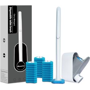 Disposable Toilet Brush with 32 Refills, Wall Mount Toilet Bowl Brush, 32PCS Powerful Toilet Brush Refills, Toilet Bowl Wand, Convenient and Contact-Free Toilet Brush Disposable.