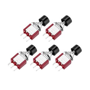 MECCANIXITY 5 Pcs 2A/5A 250V AC/120V AC 7mm Mini Momentary Push Button Switch SPST NO+NC Black Switch Button with Soldering Foot for Electronic Devices