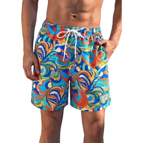 Verdusa Men's Drawstring Elastic Waist Swim Trunks Boho Beach Shorts in Kuwait