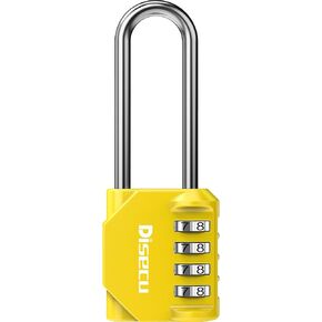 1 Pack disecu 2.6 Inch Long Shackle Combination Lock, 4 Digit Outdoor Waterproof Padlock for School Locker, Gym Locker, Storage Unit, Gate, Fence, Toolbox (Yellow)