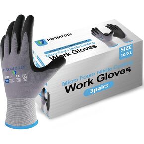 PROMEDIX P Nitrile Coated Work Gloves,MicroFoam Safety Work Gloves Men,Seamless Knit Nylon&spandex Gloves with Grip