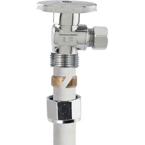 Plumb Pak Quarter Turn No Crimp PEX Angle Valve, 1/2" Comp x 3/8" O.D., Chrome