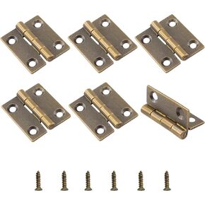 6Pcs 1 Inch Butt Hinge, Mini Cabinet Hinges, Rectangle Brass Folding Butt Hinges, Small Jewelry Box Butt Hinge, Bronze