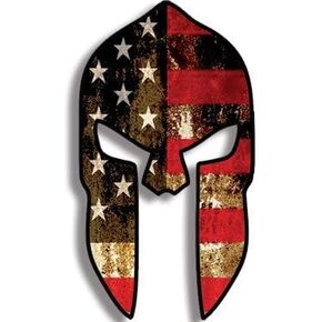 Spartan Helmet Vintage USA Flag Sticker (US America Distressed Gun 2nd Amendment Decal Vinyl for Cars, Trucks, Laptops (5 x 2.8 inch)