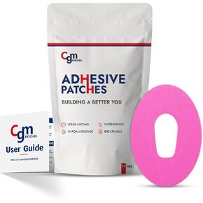 Dexcom G6 with Cutout | Waterproof Sweatproof CGM Sensor Patch | Comfortable G6 Patches for 10-14 Days | Premium CGM Stickers | Adhesive G6 Patches | Pack of 25 Patches (Pink)