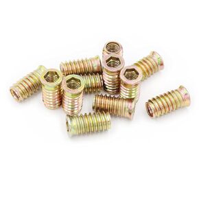 LBY 25pcs 5/16×25mm Threaded Inserts Nuts, Hex Socket Drive Furniture Flanged Screw-in Nut, Carbon Steel (Zinc Plated), Yellow