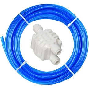 MATTOX 1/4 Inch tube Automatic Shut Off Valve Push to Quick Connect Fittings For Reverse Osmosis Water Purifiers Filters (auto shut off +1/4" tubing 2Meter) (Blue)