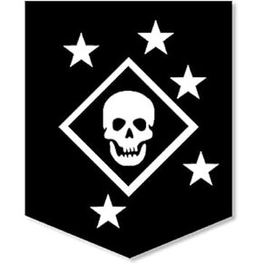 Black MARSOC Marine Raiders Skull and Stars Logo Sticker (Shield Corps Forces Vinyl Decal Logo (3 x 4 inch), USMC Licensed