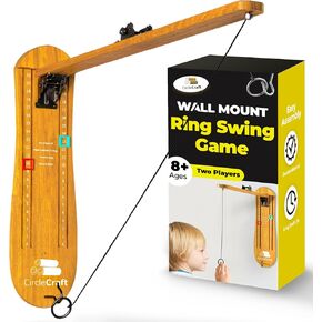 Wall Mount Ring Swing Game | Foldable Wall Mounted Ring Toss Game for Adults | Man Cave Decor and Accessories for Garage, Gameroom and Backyard | Indoor & Outdoor Bar Games for Adults