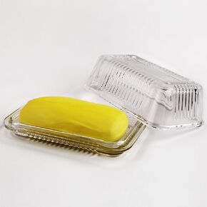 1Piece Glass Butter Dishes With Lid Classic Design - Keep Butter Fresh and Flavorful,Perfect for Cream Cheese,Fruits,Dishwasher Safe,Clear Cover for Easy Viewing (1)