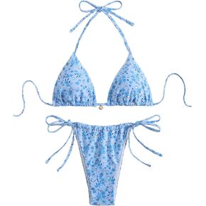 Women's All Over Floral Printed Bikini Sets Halter Summer Swimsuit Bathing Suit