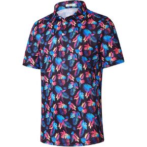 EISHOPEER Men's Golf Polo Shirts Short Sleeve Moisture Wicking Quick Dry Athletic Shirt Fashion Hawaiian Polo Shirt