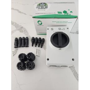 WSISO-63 IP66 Outdoor 1500V 63A 4P Solar PV DC Isolator Disconnector Switch, 4 Wire Glands for 10 AWG Wire, 8 PV Connectors