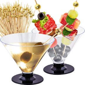 Cusinium 50 Clear Clear Discipable Classes Martini للحفلات + 100 Cocktail Bundle