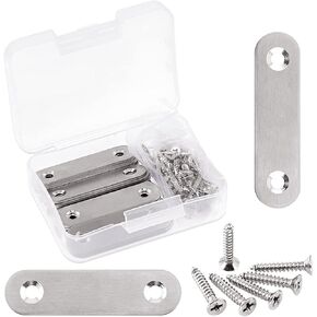 Glarks 20 Sets 60mm/2.4inch Stainless Steel Flat Straight Brace Brackets Mending Joining Plates Repair Fixing Bracket Connector and 40pcs Self Tapping Screws Set (60mm/2.4inch)