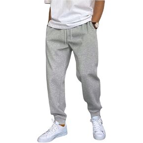 Men's Drawstring High Waisted Tapered Sweatpants Sports Jogger Pants Lounge with Slant Pockets