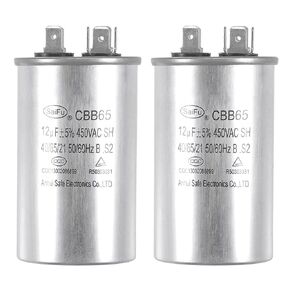 uxcell Run Capacitor Round CBB65 12uF 12mfd 450V AC 40/85/21 Aluminum Case with Terminal for Air Conditioner Compressor Motor Heat Pump Condenser 2Pcs