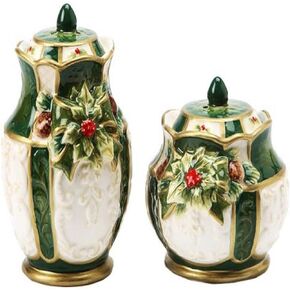 Cosmos Emerald Holiday Holly Salt & Pepper Set