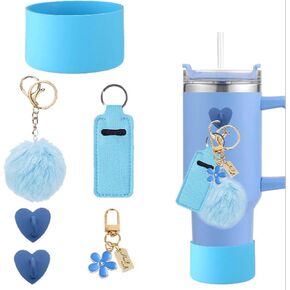 LINXI 6Pcs Accessories for Stanley Cups,Water Bottle Boots Cover Mini Hooks Lipstick Sleeve Pouch Charm Keychain Compatible for Stanley Cup Tumbler 40oz