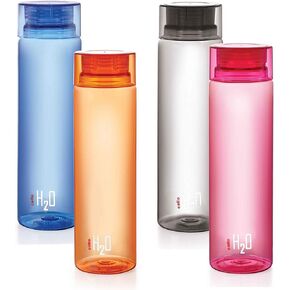 Cello H2O Unbreakable Bottle, 1 Litre, Set of 4, Colour May Vary