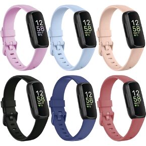 Compatible with Fitbit Inspire 3 Bands, Replacement Soft Silicone Watch Straps Soft Wristband for Fitbit Inspire 3 Fitness Tracker Women&Men (6-Pack)