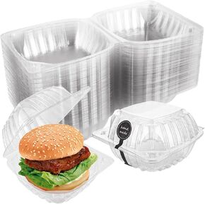 200 Pack Cake Containers with Lids Clear Hinge Plastic To Go Containers Disposable Clamshell Food Containers Take Out Cake Slice Containers for Dessert, Salads, Sandwiches (6x6x3 in)