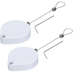 MECCANIXITY Retractable Security Cable Lock,Remote Control Security Lock,Remote Control Anti-Lost Rope with Double-Sided Adhesive for TV,DVD,Cup,Phone 2Set White 39.37" Length