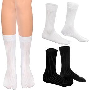 2pairs flip flop scheds ، مرنة الجوارب Tabi Cotton مقسمة جوارب جوارب غير قابلة للانزلاق مع أصابع القدم ، الجوارب اليابانية المنفصلة للنساء (بالأبيض والأسود) in Kuwait