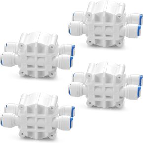 4 Packs 1/4 Inch Tube Automatic Shut off Valve, with Quick Connect Fittings, for Ro Reverse Osmosis Water Filter System, White