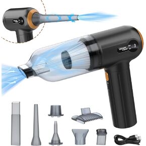 Handheld Car Vacuum Cleaner, 15000Pa Cordless Vacuum Cleaner and Air Duster, Portable Strong Suction Car Vacuum with LED Display, Rechargeable Blower Mini Vacuum Cleaner for Home Car Pet Hair Dust
